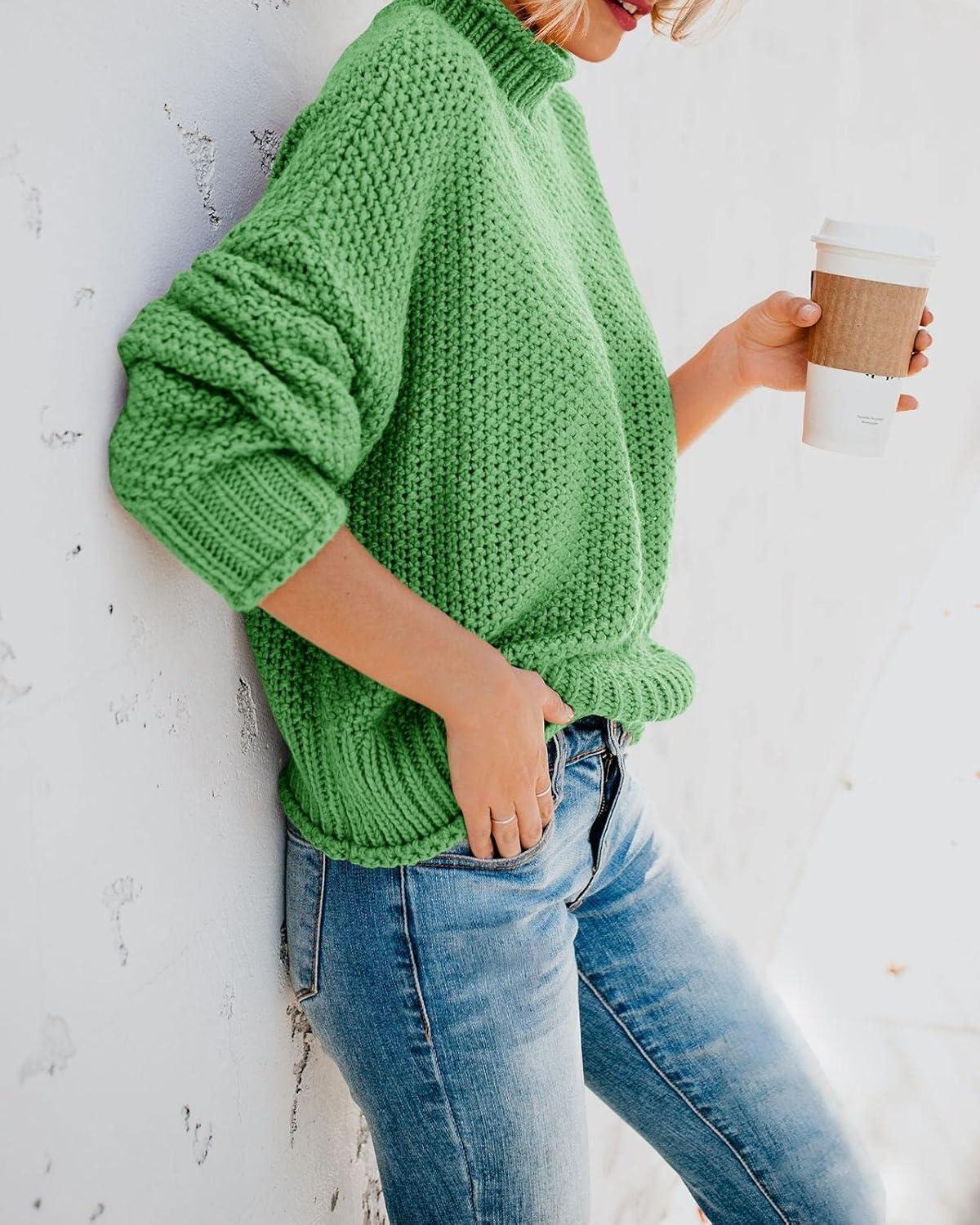 imageSaodimallsu Womens Oversized Turtleneck SweatersLight Green