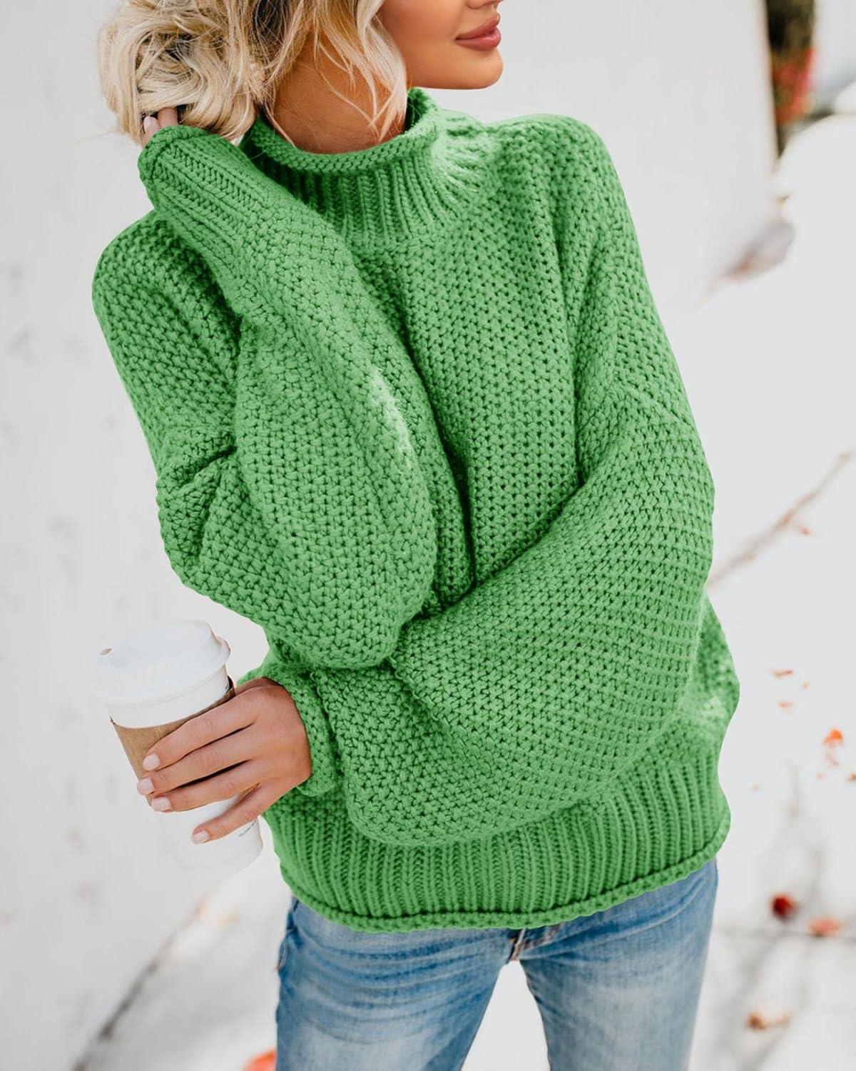 imageSaodimallsu Womens Oversized Turtleneck SweatersLight Green