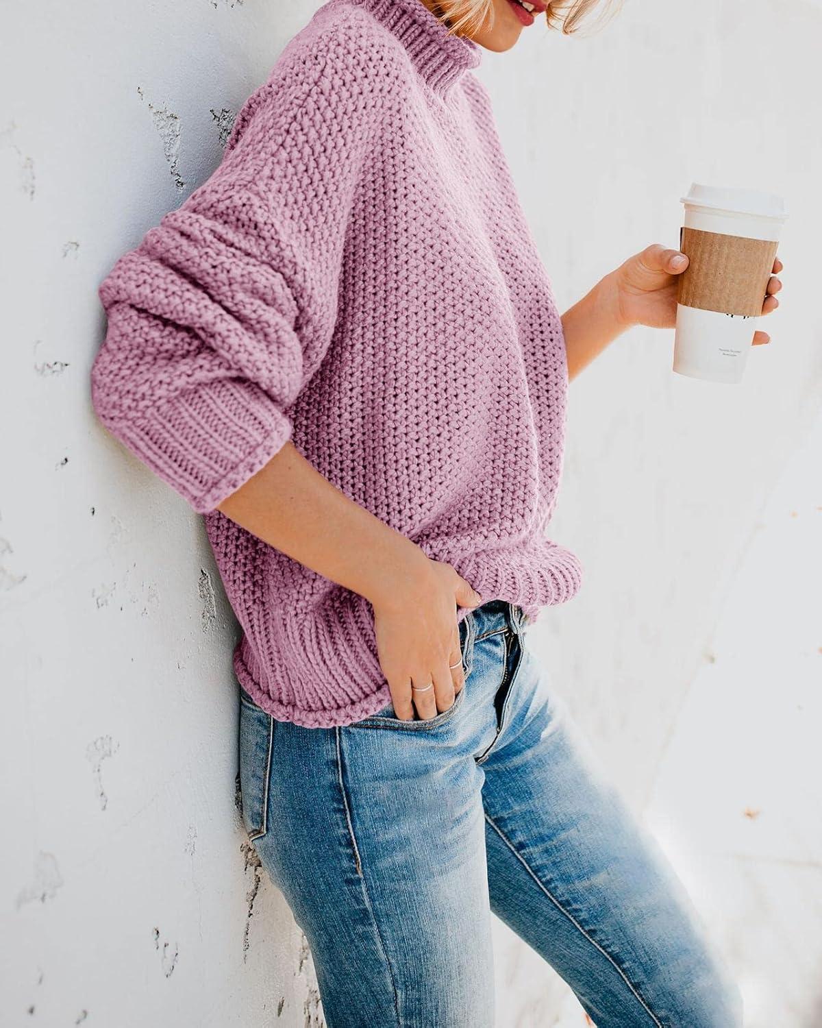 imageSaodimallsu Womens Oversized Turtleneck SweatersLight Purple