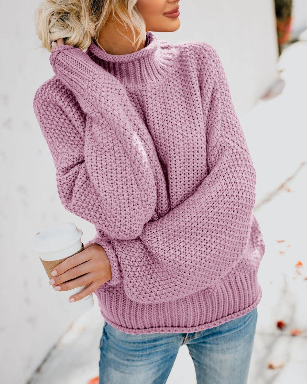 imageSaodimallsu Womens Oversized Turtleneck SweatersLight Purple