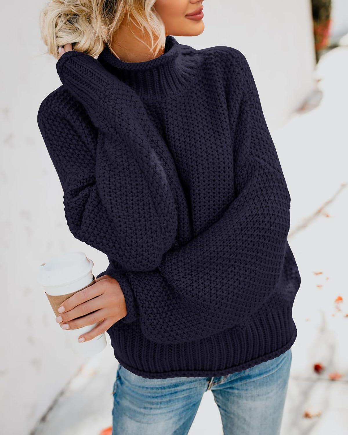 imageSaodimallsu Womens Oversized Turtleneck SweatersMarine