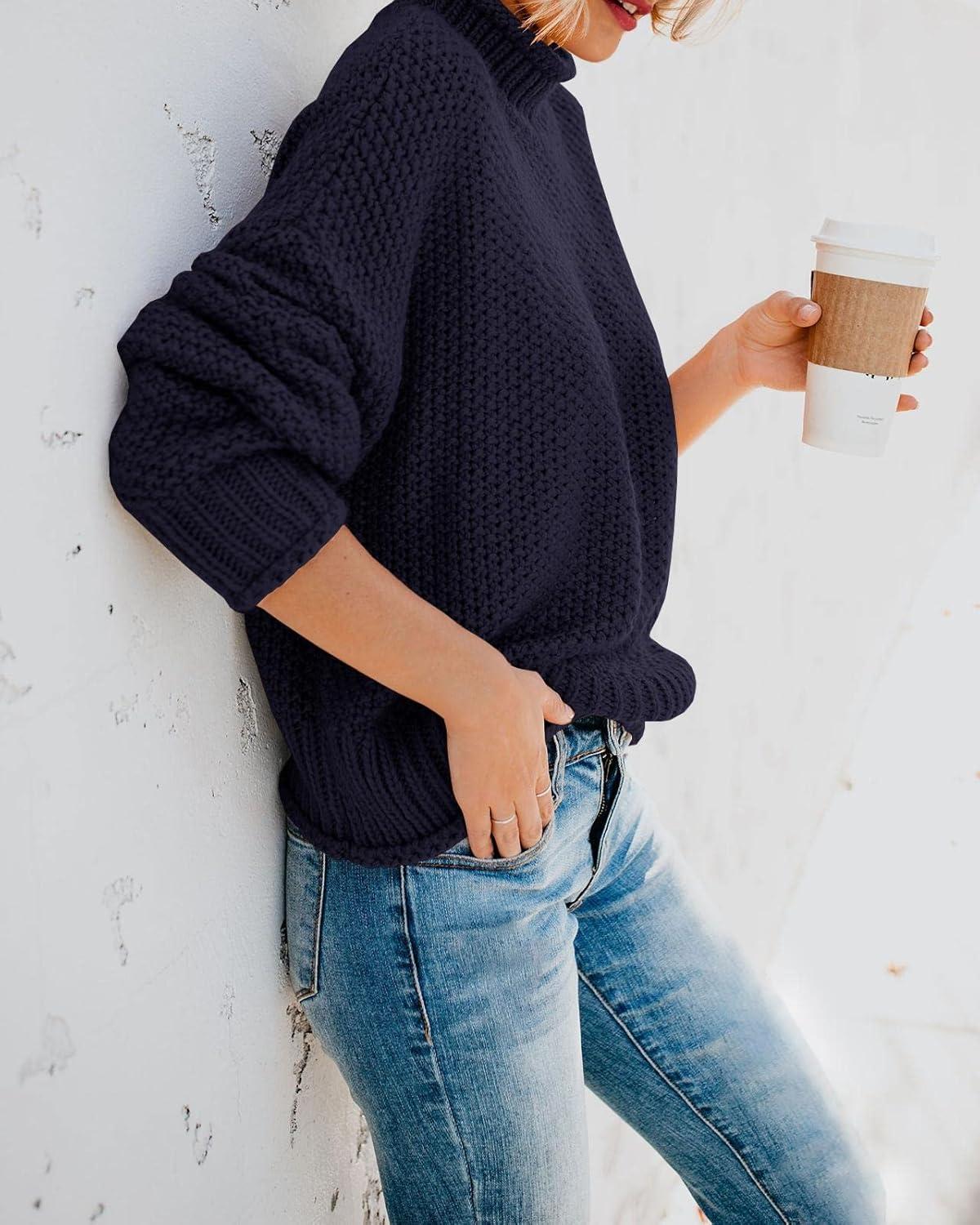 imageSaodimallsu Womens Oversized Turtleneck SweatersMarine