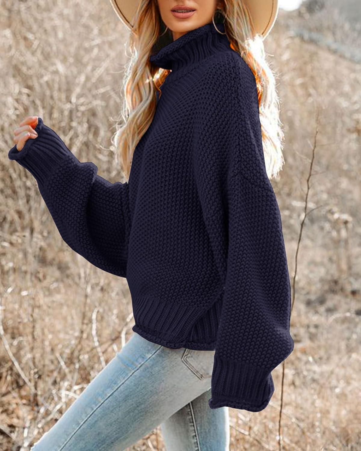 imageSaodimallsu Womens Oversized Turtleneck SweatersMarine