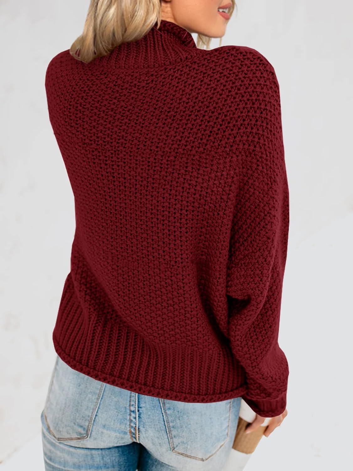 imageSaodimallsu Womens Oversized Turtleneck SweatersWine Red