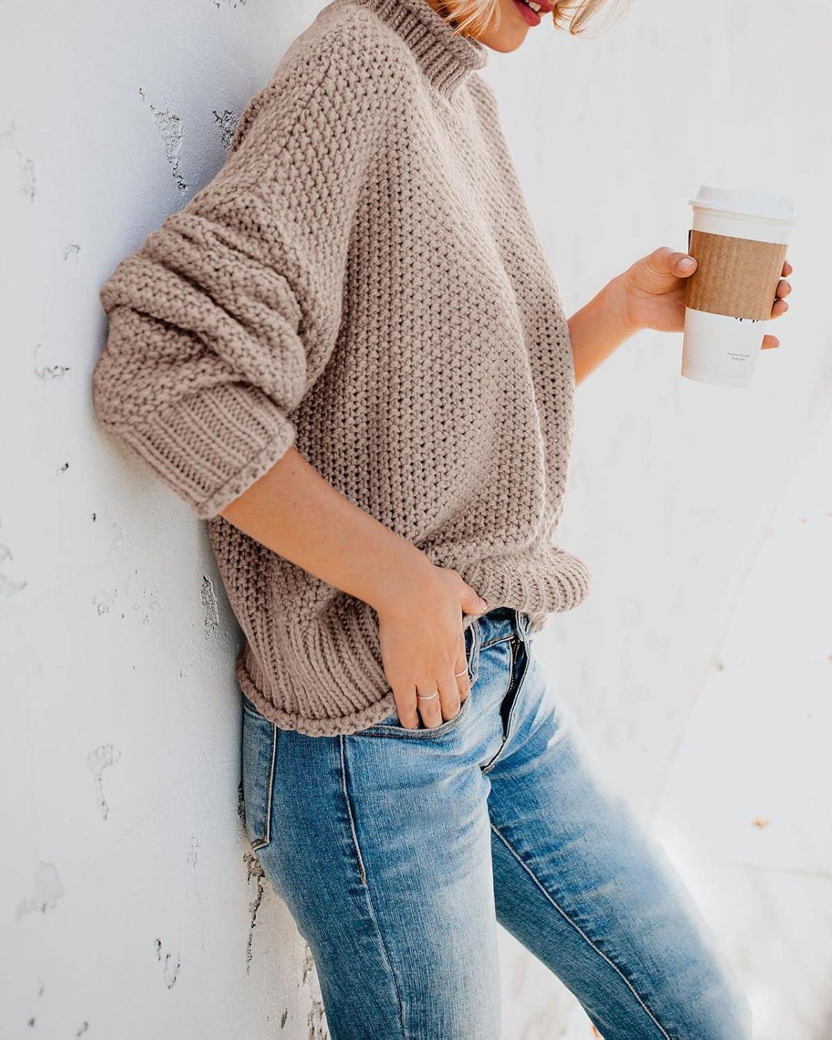 imageSaodimallsu Womens Oversized Turtleneck SweatersZ Tan