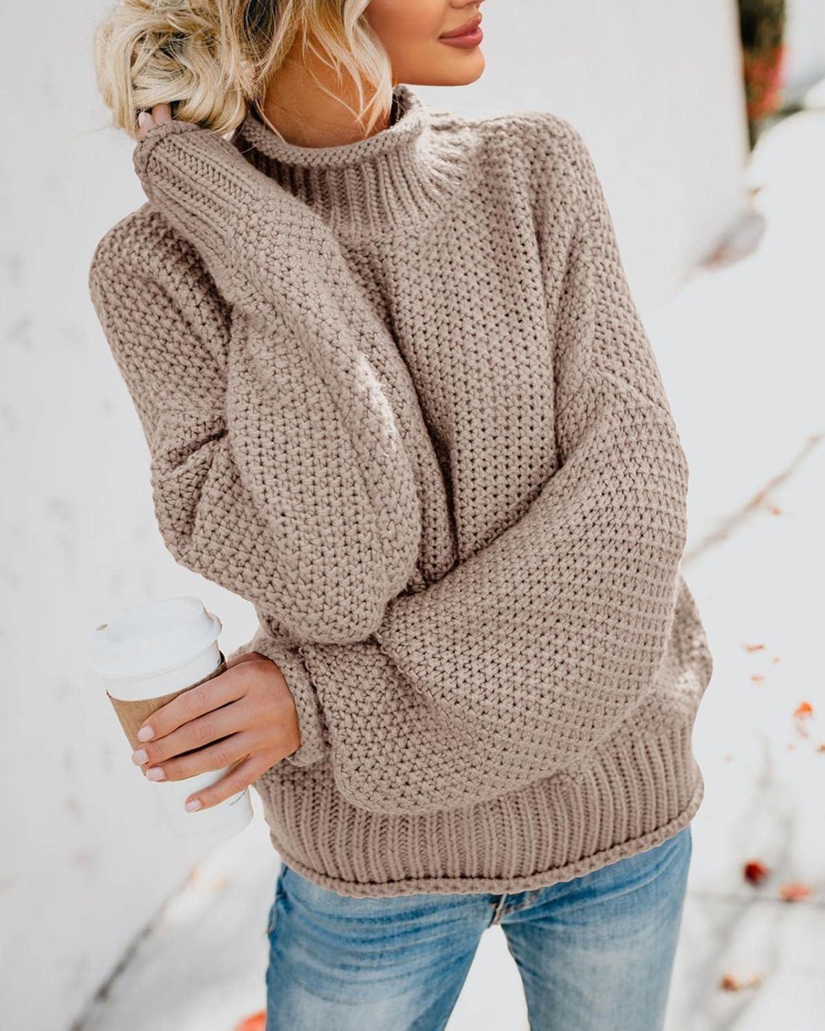 imageSaodimallsu Womens Oversized Turtleneck SweatersZ Tan