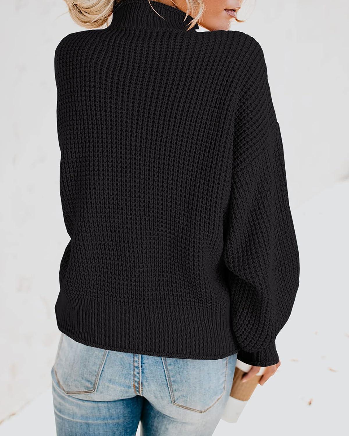 imageSaodimallsu Womens Oversized Turtleneck SweatersZ Waffle Black