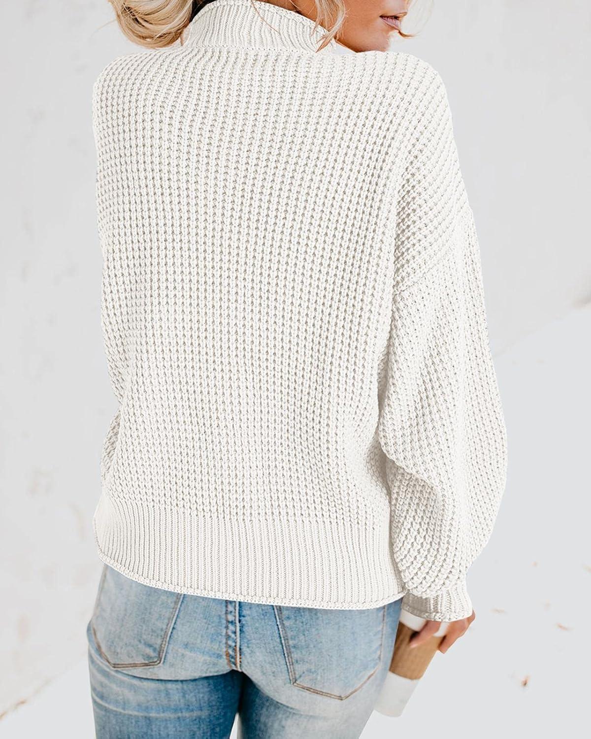 imageSaodimallsu Womens Oversized Turtleneck SweatersZ White Embossed