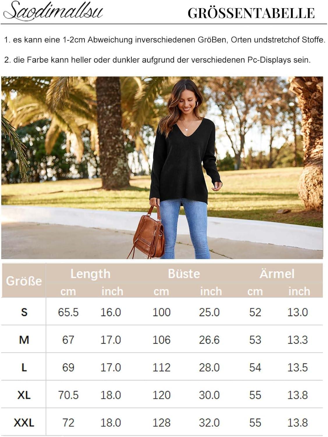 imageSaodimallsu Womens Plus Size Pullover V Neck Long Sleeve Pullover Tunic Knitted Chic SweaterGreen