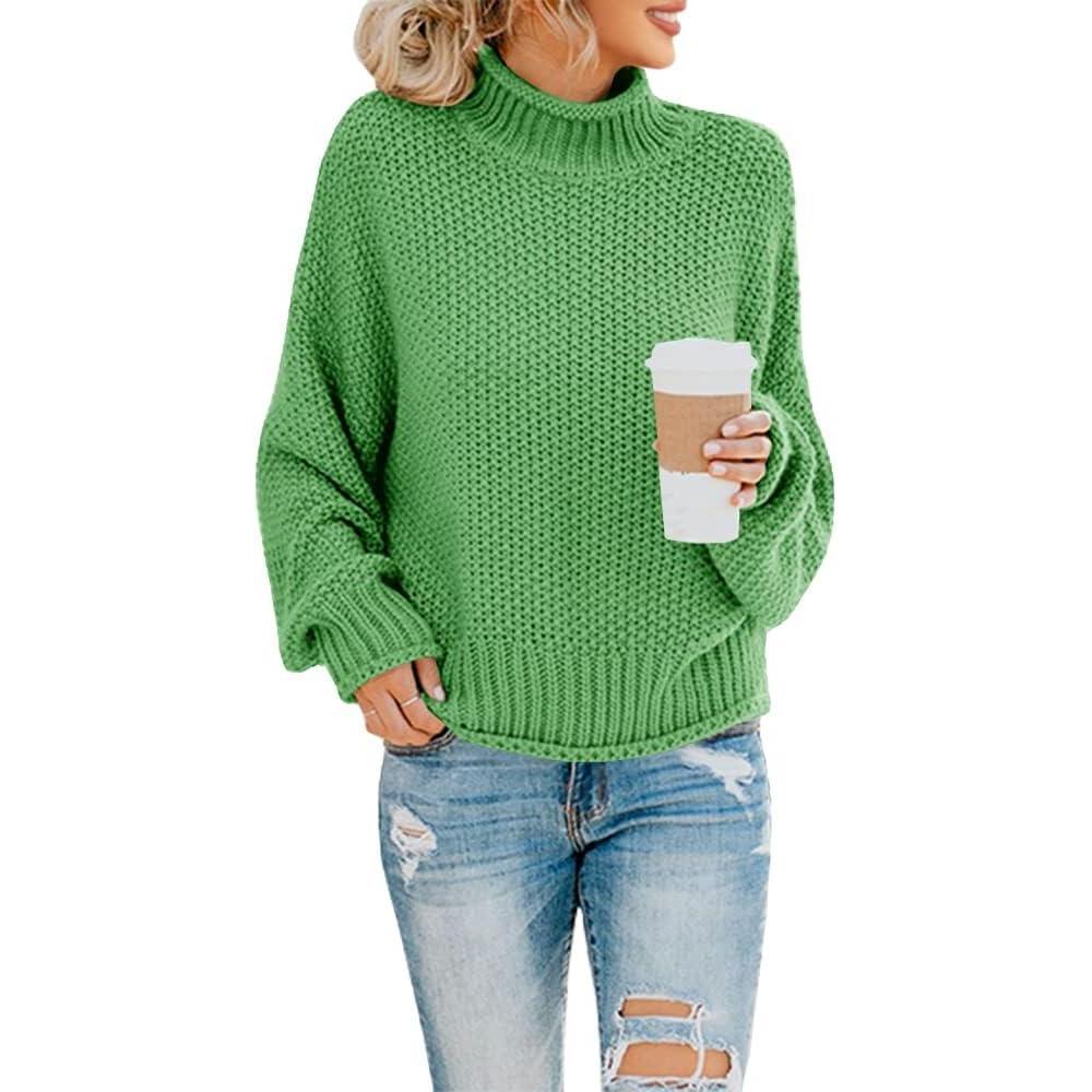 imageSaodimallsu Womens Oversized Turtleneck SweatersLight Green