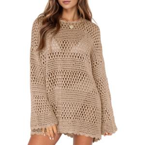 Saodimallsu Women Knitted Beach Dress Poncho Beach Holiday Beach Swimwear Bikini Cover Up
