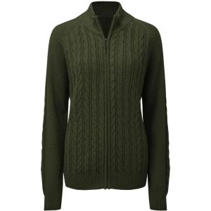 Saodimallsu Women Long Sleeve Cardigan Zipper Twist Pattern Casual Coat(Green)
