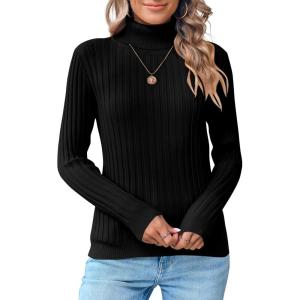 Saodimallsu Women&rsquo;s Turtleneck Sweater Autumn Winter Long Sleeve Casual Elegant Sweater(Black)