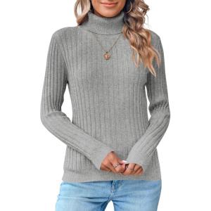 Saodimallsu Women&rsquo;s Turtleneck Sweater Autumn Winter Long Sleeve Casual Elegant Sweater(Grey)