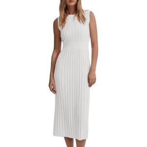Saodimallsu summer sleeveless dresses for women midi dress beach dress sexy bodycon dress solid color knitted casual dress(White)